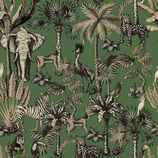 Papel de Parede Cores e Cenários  DZCC-001027 Folhagem C/Animais
