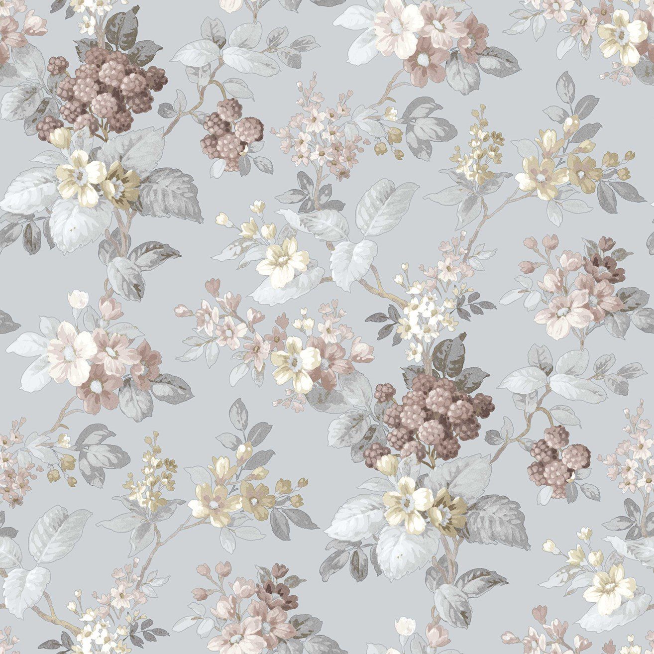 Papel de parede Floral e amoras Coleção Infantil HAPPY 12306