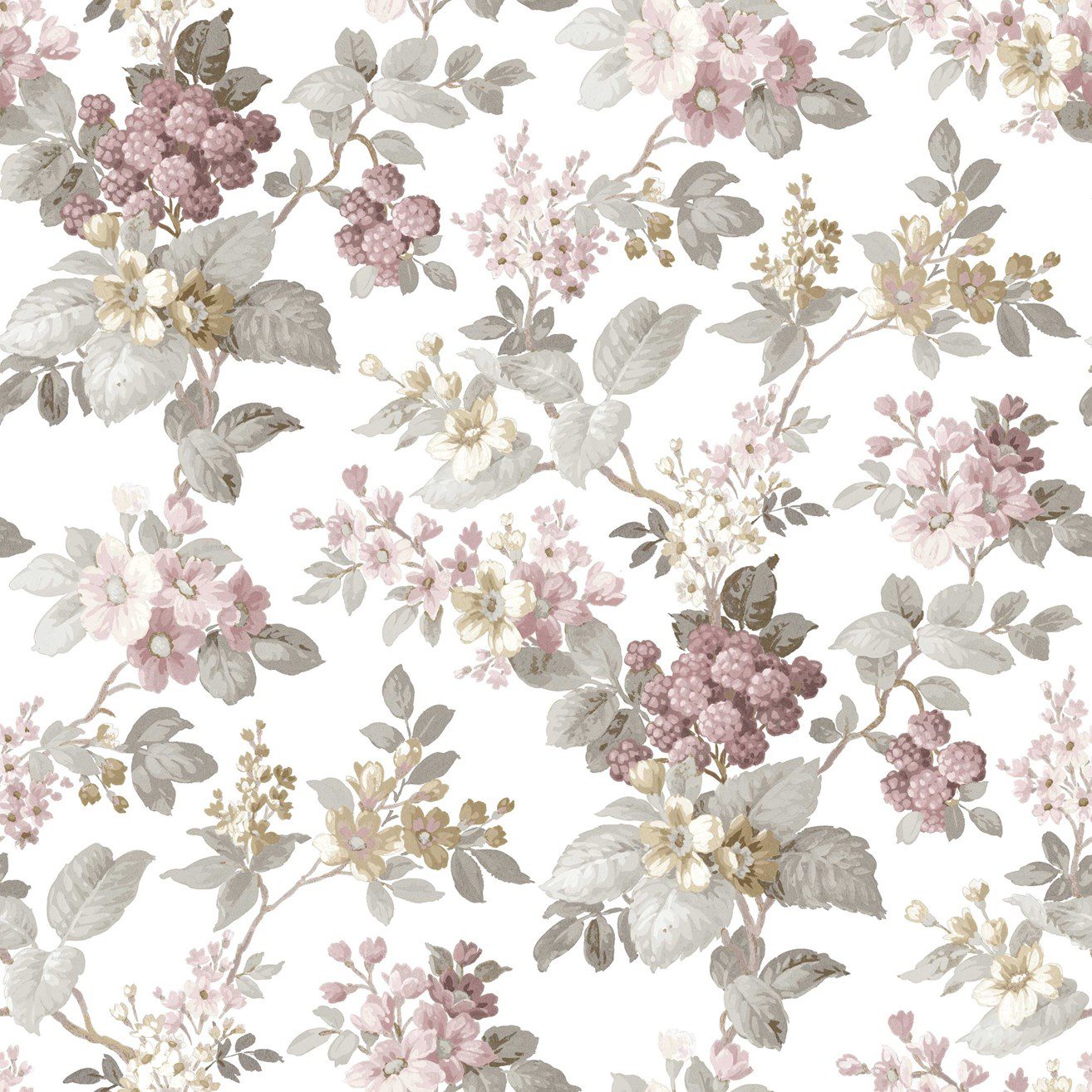 Papel de parede Floral e amoras Coleção Infantil HAPPY 12308