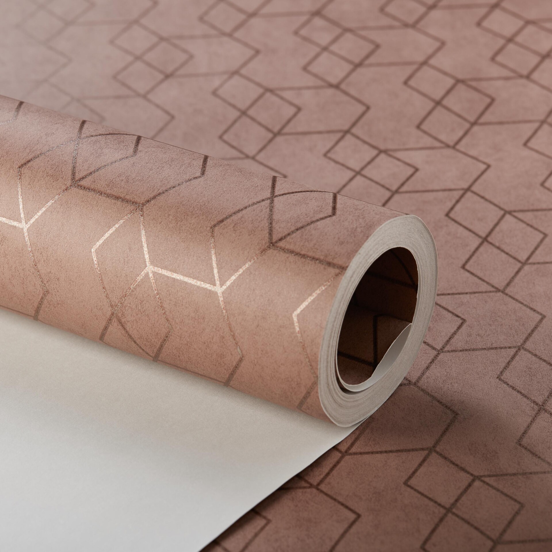 PAPEL DE PAREDE IMPORTADO GEOMETRICO BRONZE SANBLAS