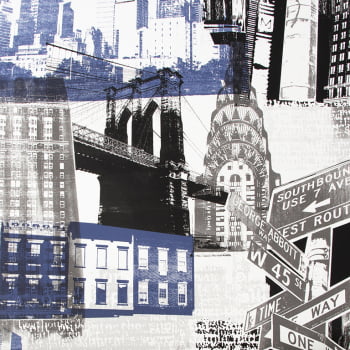 104631 PAPEL DE PAREDE IMPORTADO NEW YORK BLUE BLACK  ROLO 5MT²