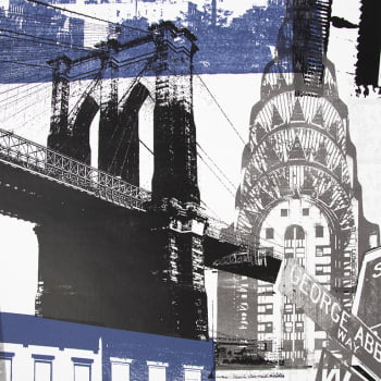 104631 PAPEL DE PAREDE IMPORTADO NEW YORK BLUE BLACK  ROLO 5MT²