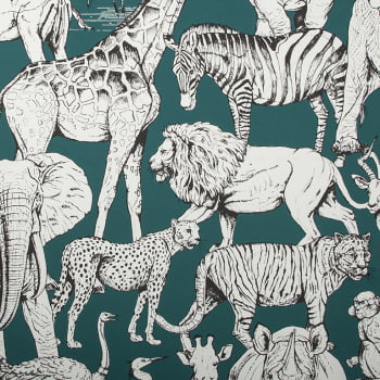 107692 PAPEL DE PAREDE IMPORTADO JUNGLE ANIMALS ROLO 5MT²