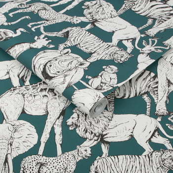 107692 PAPEL DE PAREDE IMPORTADO JUNGLE ANIMALS ROLO 5MT²