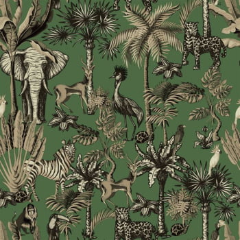 Papel de Parede Cores e Cenários  DZCC-001027 Folhagem C/Animais