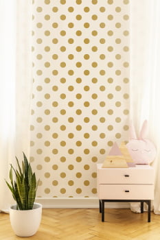 PAPEL DE PAREDE KIDS N'TEENS 100105 BOLAS GOLD  ROLO 5MT²