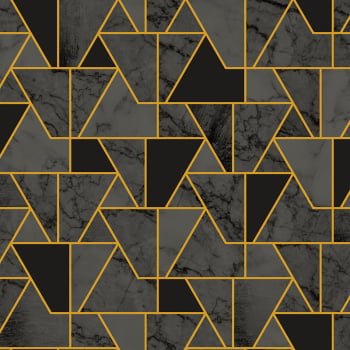 Papel de Parede Seven Geometrico Grafite com Dourado