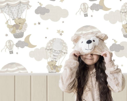 Papel de parede Ursinhos em Balões Coleção Infantil HAPPY  14817